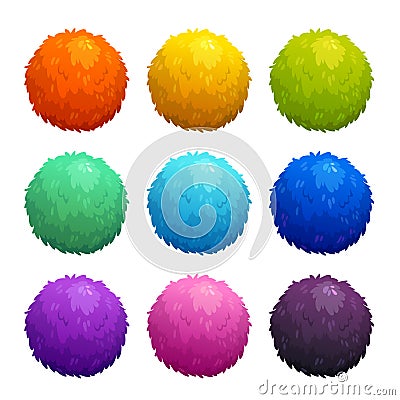 Colorful cartoon furry balls. Vector Illustration