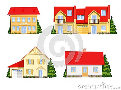 Colorful cartoon houses Vector Illustration