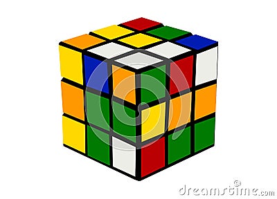 Rubiks cube colorful cartoon illustration Vector Illustration