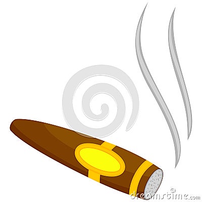 Colorful cartoon lighted cigar Vector Illustration