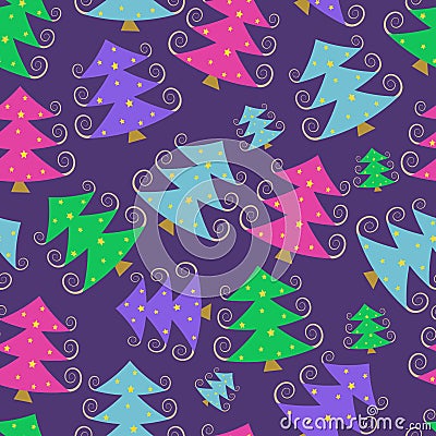 Colorful Cartoon Simple Christmas Tree Pattern Stock Photo