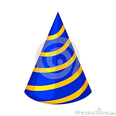 Colorful cartoon striped party hat Vector Illustration