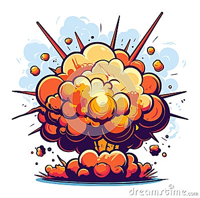 Colorful cartoon style explosion with clouds and sparks. Dynamite blast comic effect for animation. Explosive boom and Vector Illustration