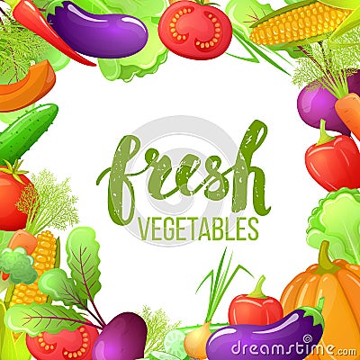 Colorful cartoon vegetables Vector Illustration