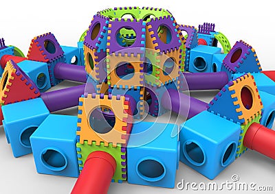 Colorful castle playground Cartoon Illustration