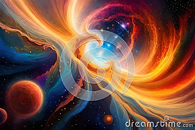 Colorful Celestial Patterns in Infinite Space. Generative AI Stock Photo