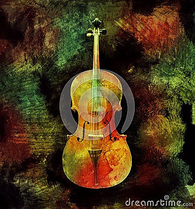 Colorful Cello Stock Photo