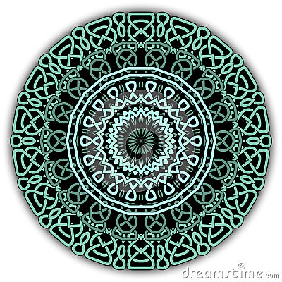 Colorful celtic mandala pattern. Vector lines background. Repeat line art knotted round ornamets. Intricate tribal ethnic curved Vector Illustration