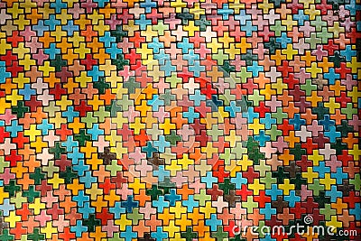 Colorful ceramic cross tile texture Stock Photo