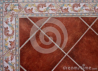 Colorful ceramic tiled corner of wall finish Stock Photo