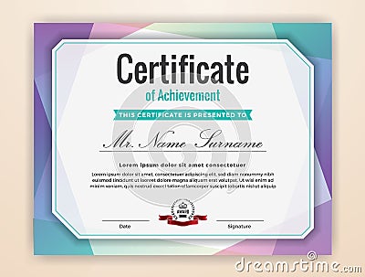 Colorful Certificate of Achievement Background Vector Illustration