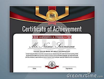 Colorful Certificate of Achievement Background Vector Illustration