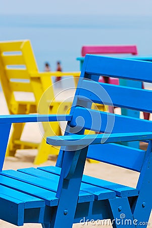 Colorful chair on the beach Stock Photo