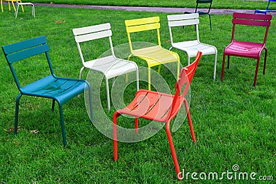 Colorful Chair On Lawn Stock Photo