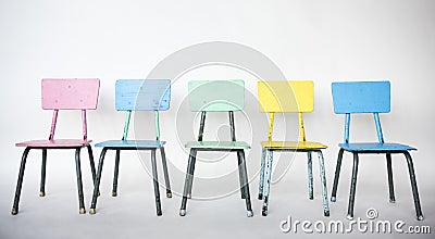 Colorful chair is on a row Stock Photo