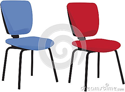 Colorful chairs with anatomical office wheels Vector Illustration