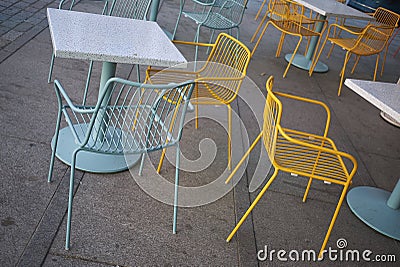 Colorful chairs and tables Editorial Stock Photo