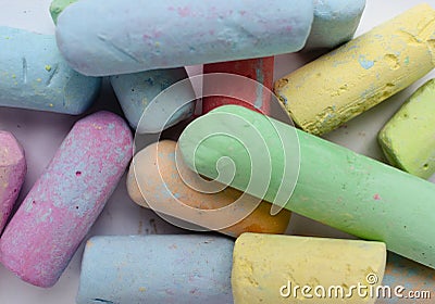 Colorful chalk on a blackboard Stock Photo