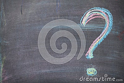 Colorful chalk question mark on blackboard background Stock Photo