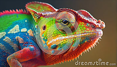 Colorful Chameleon closeup Stock Photo