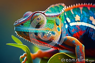 colorful chameleon lizard. generative AI Stock Photo
