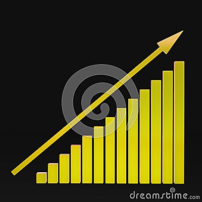 Colorful chart and arrow on a black background Stock Photo