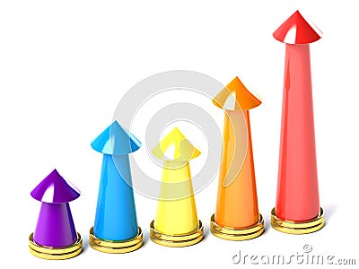 Colorful chart with arrowhead Stock Photo