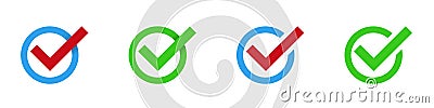 Colorful check marks in circular shapes for task completion Vector Illustration