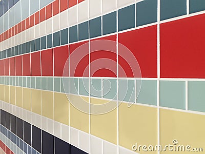 Colorful checked pattern of bathroom tiles Stock Photo