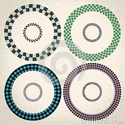 Colorful checkered circle frame background Stock Photo