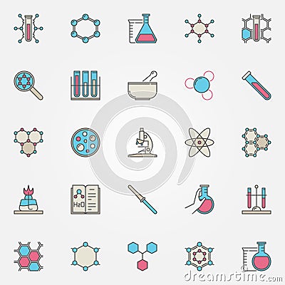 Colorful chemistry icons Vector Illustration