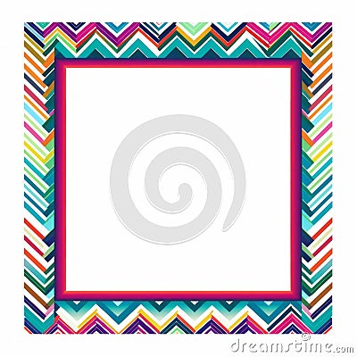 a colorful chevron patterned frame with a white background Stock Photo