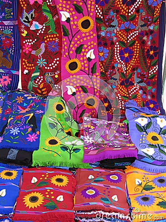 Colorful Chiapas Textiles Stock Photo