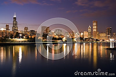 Colorful Chicago sunset Stock Photo