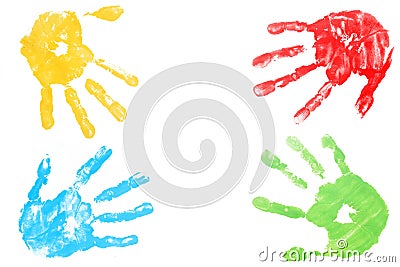 Colorful child hand printed Stock Photo