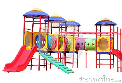 Colorful children playground isolated on white background Stock Photo