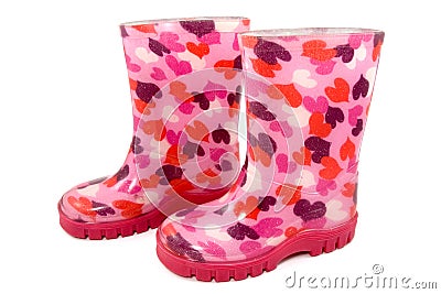 Colorful children's rain boots Stock Photo