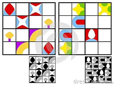 Colorful children sudoku puzzle Vector Illustration