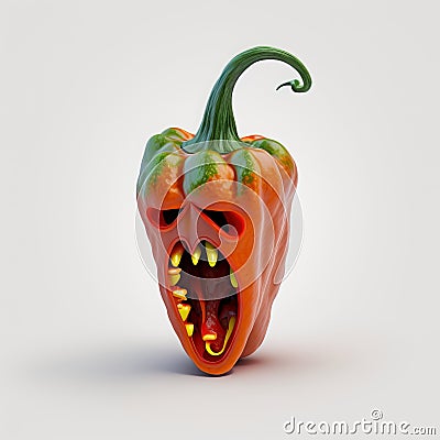 Colorful Chilli face Chile's with flames and fire. Hot Chillis. Stock Photo