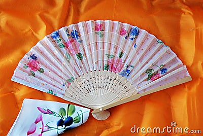 Colorful chinese Folding fan Stock Photo