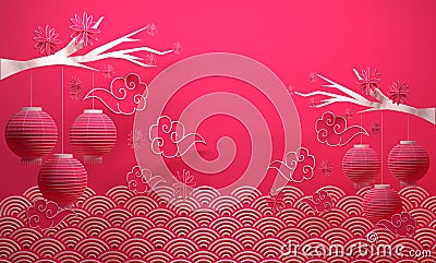 Chinese New Year Decoration Background 3d rendering Stock Photo