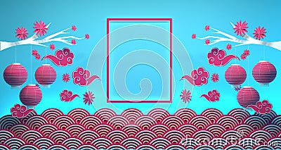 Chinese New Year Decoration Background 3d rendering Stock Photo