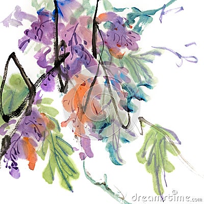 Colorful Chinese painting Stock Photo