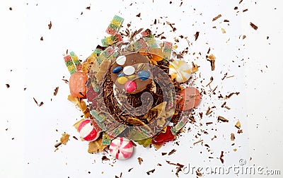 colorful chocolate buttons, dragees ,jelly, candies Stock Photo