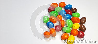 colorful chocolates candies on white background Stock Photo