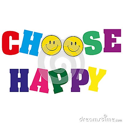 colorful choose happy on white Stock Photo