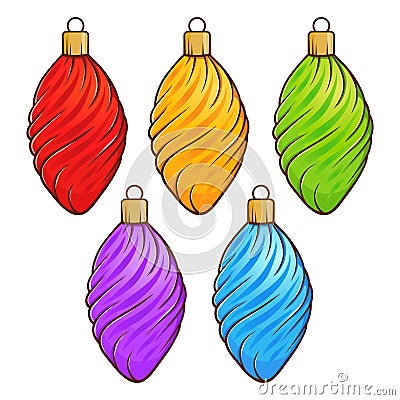 Colorful Christmas Ball Set Decorations Vector Illustration