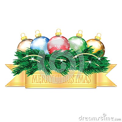 Colorful Christmas balls and Christmas tree Vector Illustration