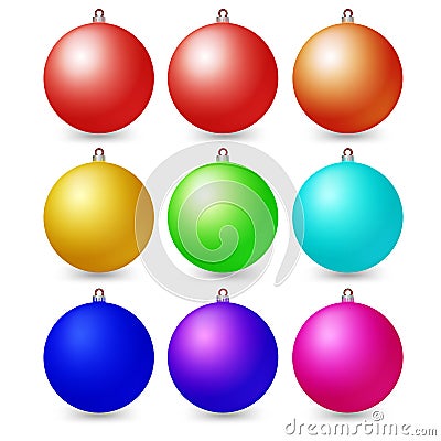 Colorful christmas balls. Set of isolated decorations. Vector il Vector Illustration