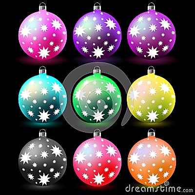 Colorful christmas balls. Cartoon Illustration